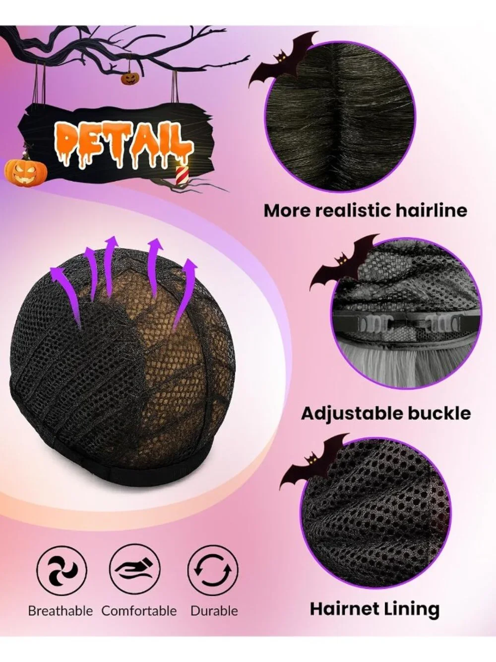 Women's Black Braid Cosplay Convenient Set Include Adjustable Wig Cap Headpiece